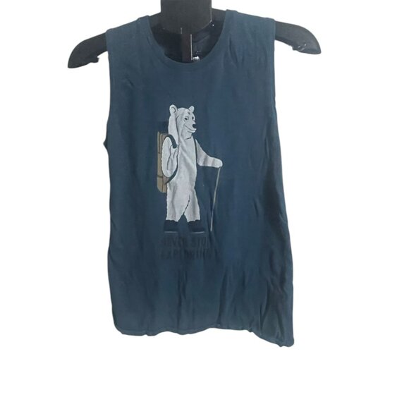 The North Face Tank Top Sleeveless tee T-shirt XS Blue Polar Bear Exploring - Picture 1 of 9